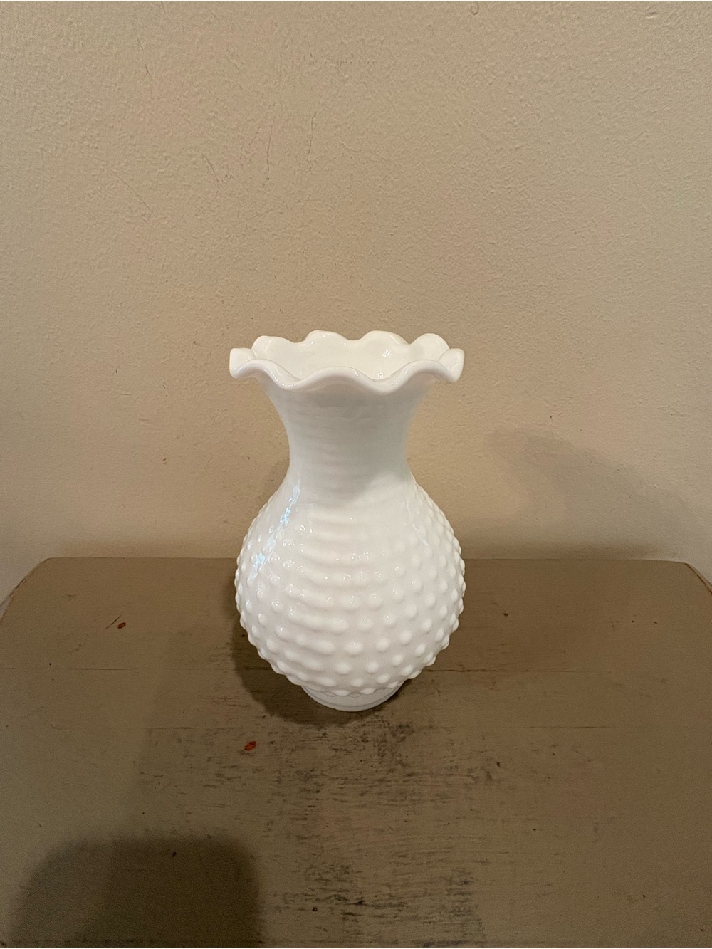 VTG Milk Glass Hobnail Hurricane Lamp Shade